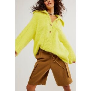 Free People Lemon Tonic Overized Cable Knit Sweater